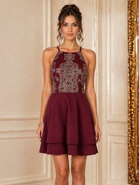Speechless Maroon Sparkly Dress Sleeveless Party Cocktail Size 5